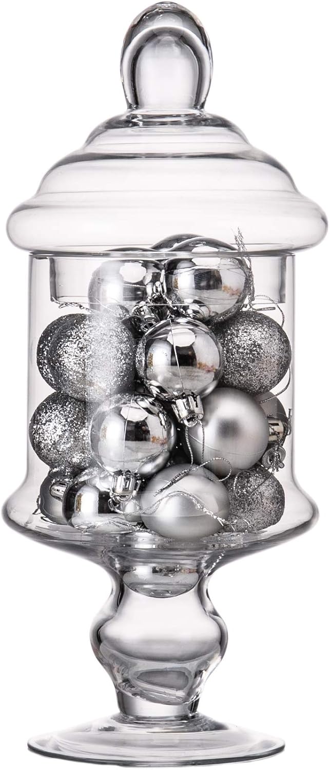 Diamond Star Clear Glass Apothecary Jar Decorative Candy Buffet Jars Elegant Glass Storage Containers (Height: 12" Body: 6")