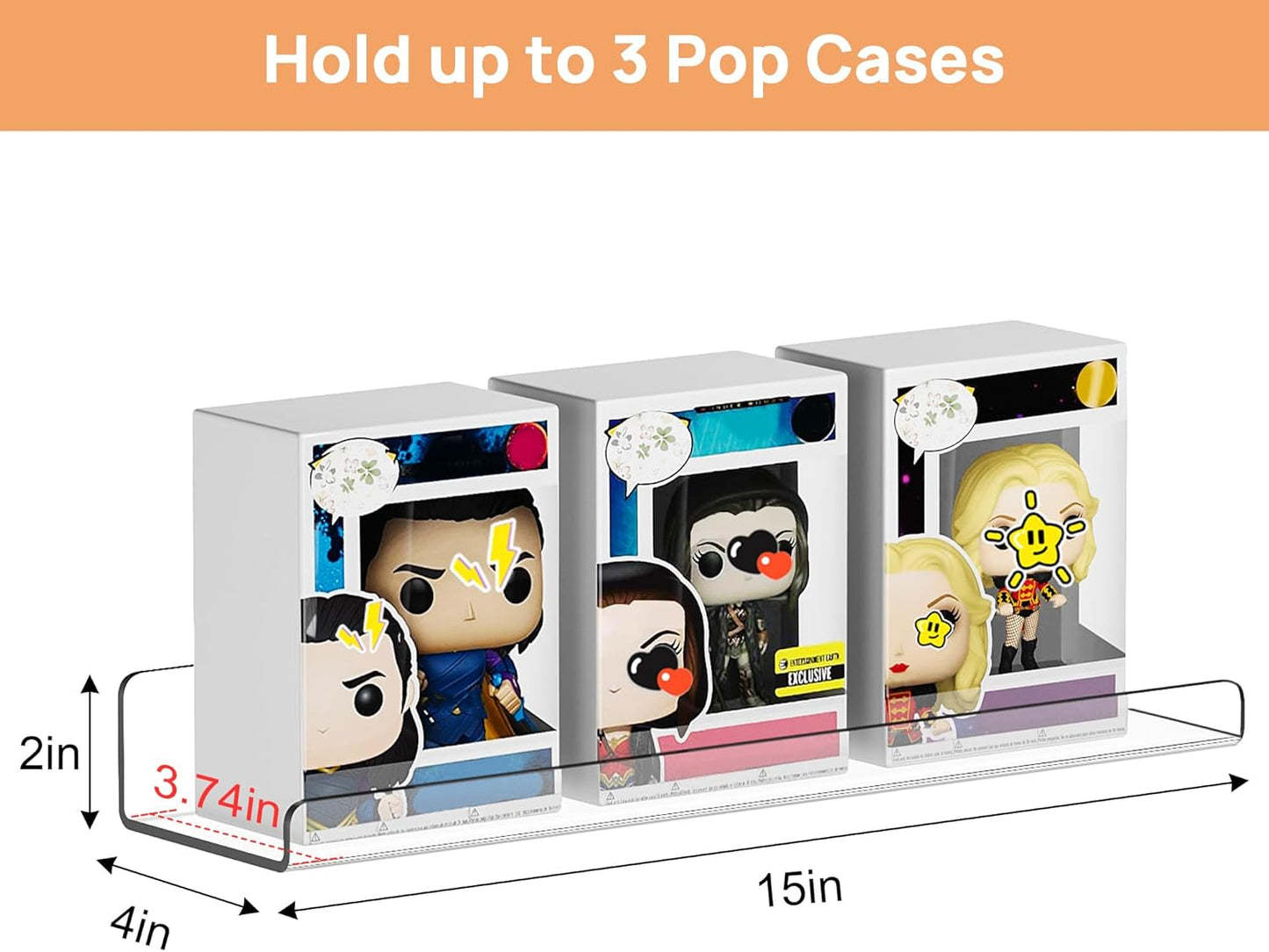 upsimples 10 Pack Acrylic Shelves Wall Organizer and Storage, 15" Display Shelf for Figure, Toy Cars, Perfume, Kids Bookshelf for Bedroom, Nursery, Craft Room, Clear