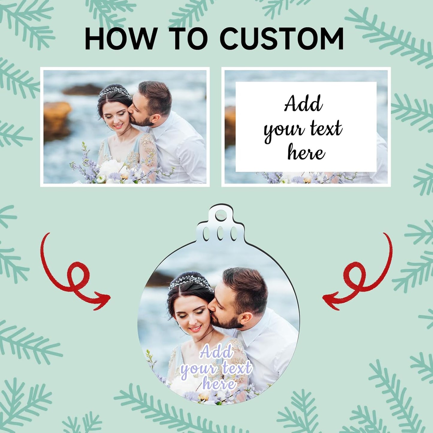 Personalized Christmas Ornaments 2025 Wood Custom Picture Text Hanging Ornament Customized Christmas Tree Decorations Keepsake Gift for Family Couples Xmas Tree Home Decor