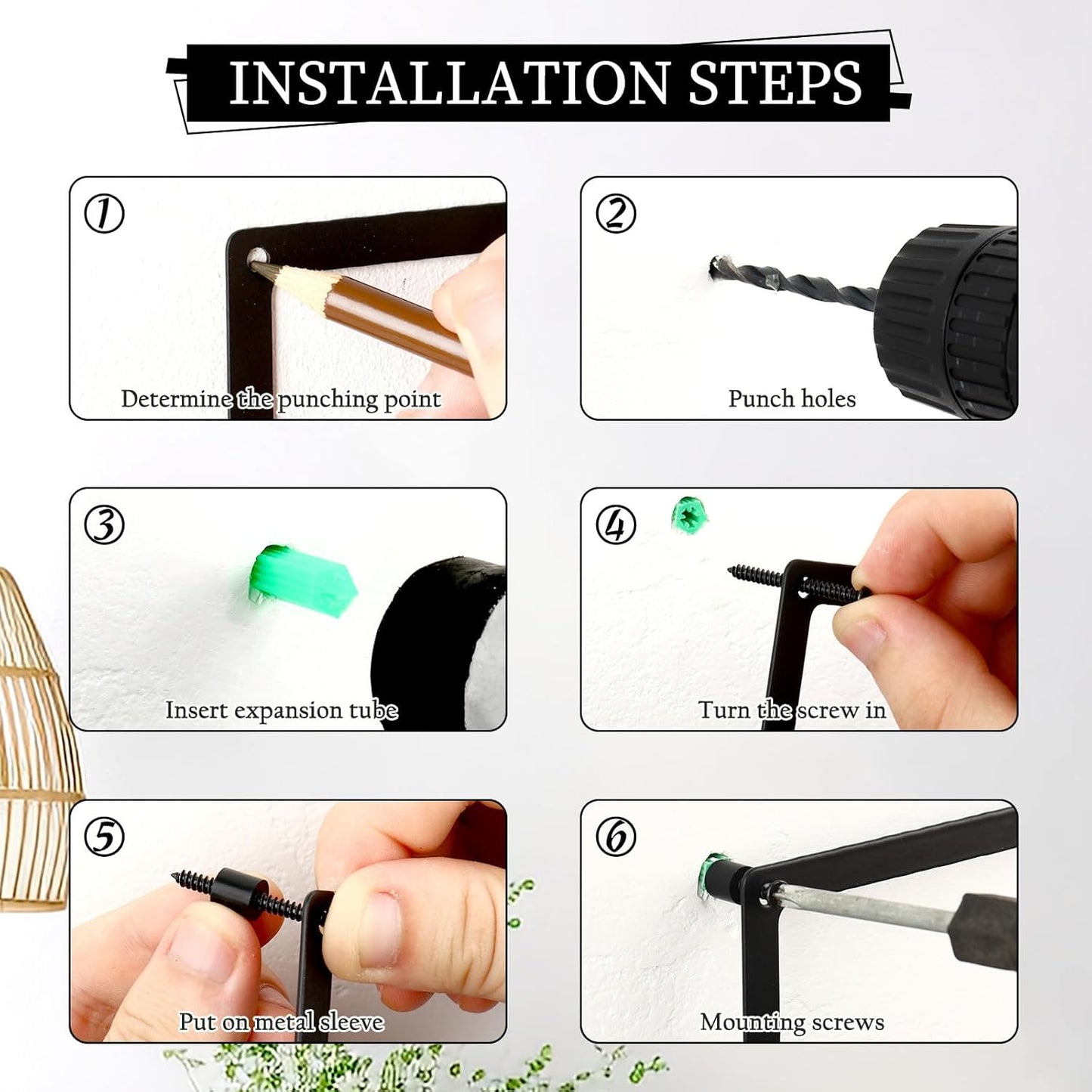 OYEFLY 2 Pcs Metal Abstract Wall Art,Modern Geometric Decor (Black, style 1)