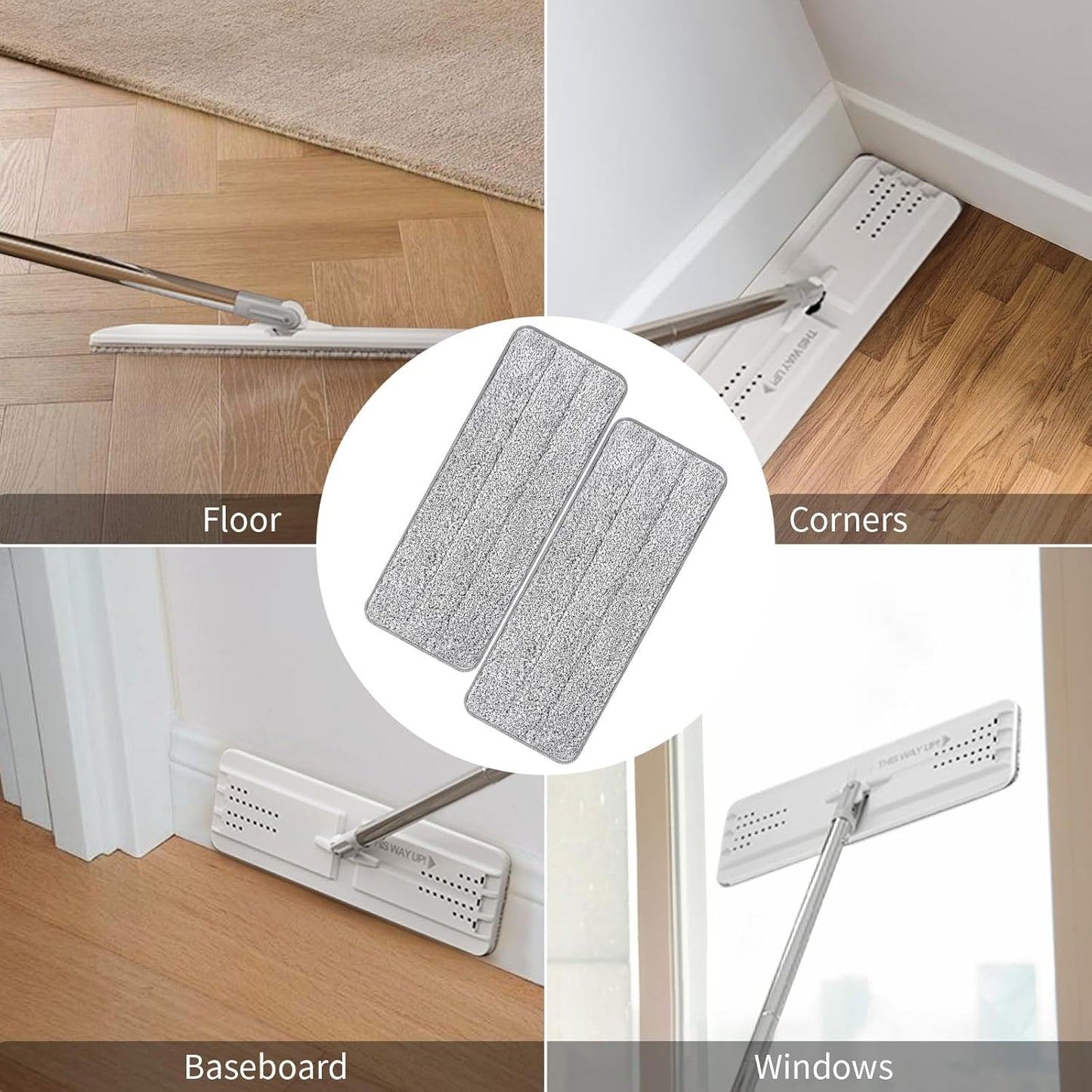 10Pcs Joymoop Mop Replacement Pads, 13 * 4.9'' Universal Mop Pads Mop Head Refills Washable Wet Mop, Compatible with Most 11-13” Size Mops，