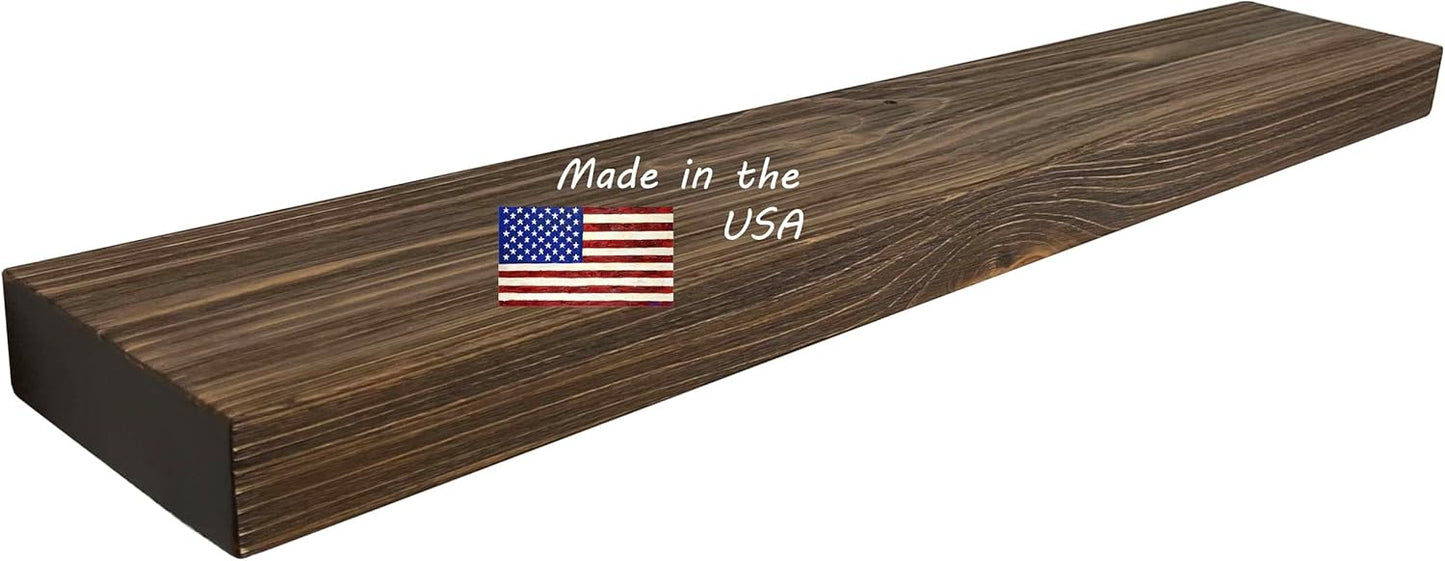 joelsantiques - 48 Inch Wooden Floating Shelves for Wall - 48x6x2 in - Made of Natural Wood - Long Heavy Duty Rustic Wall Shelves for Bedroom - Perfect for Living Room, Kitchen - Medium Brown