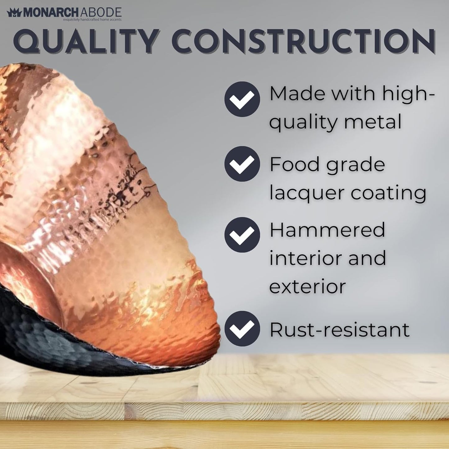 Monarch Abode Hand Hammered Decorative Bowl for Home Decor, 7.5-Inch White and Copper Plated – Key Bowl for Entryway Table, Catch All, Decorative Fruit Basin, Key Holder, Bowls for Home Decor