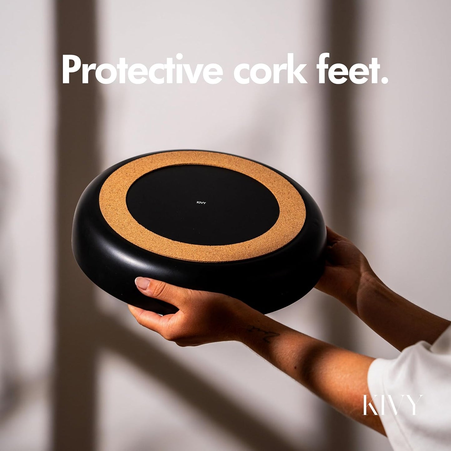 KIVY Concrete Fruit Bowl for Kitchen Counter - Large Decorative Bowl for Home Decor - Modern Key Bowl for Entryway Table - Concrete Bowl - Decorative Bowls for Home Decor - Black Fruit Bowl Decor