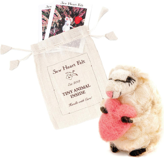 | Hand-Felted Loving Lottie Sheep Hugging Heart | Organic Wool Home Decor | Fair Trade Plush Animal Ornament | Gift for Any Occasion | Perfect for New Spaces & Home Accessories