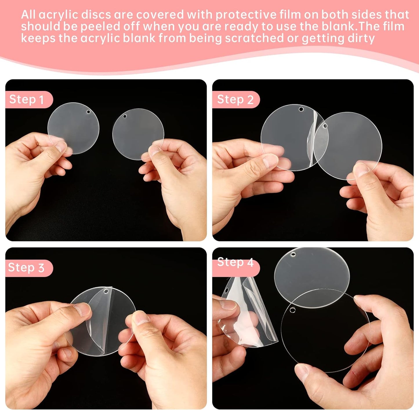 100pcs with Holes 1inch Blank Mini Acrylic Round Sheets, 2mm Thick Clear Circular Blank Tags for DIY Mini Pendant Jewelry Crafts Making Materials