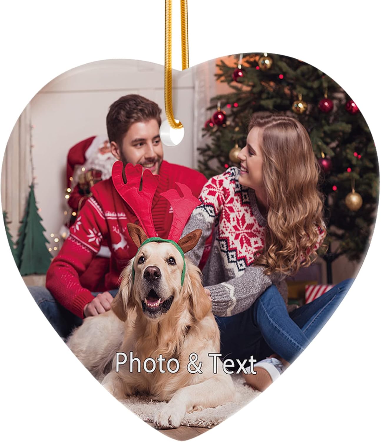 Bemaystar Personalized Photo Christmas Ornaments 2025 - Custom Christmas Ornaments with Picture & Text, Customized Ceramic Christmas Tree Decor, Xmas Gifts for Kids, Adults, Family, Loves, Friends