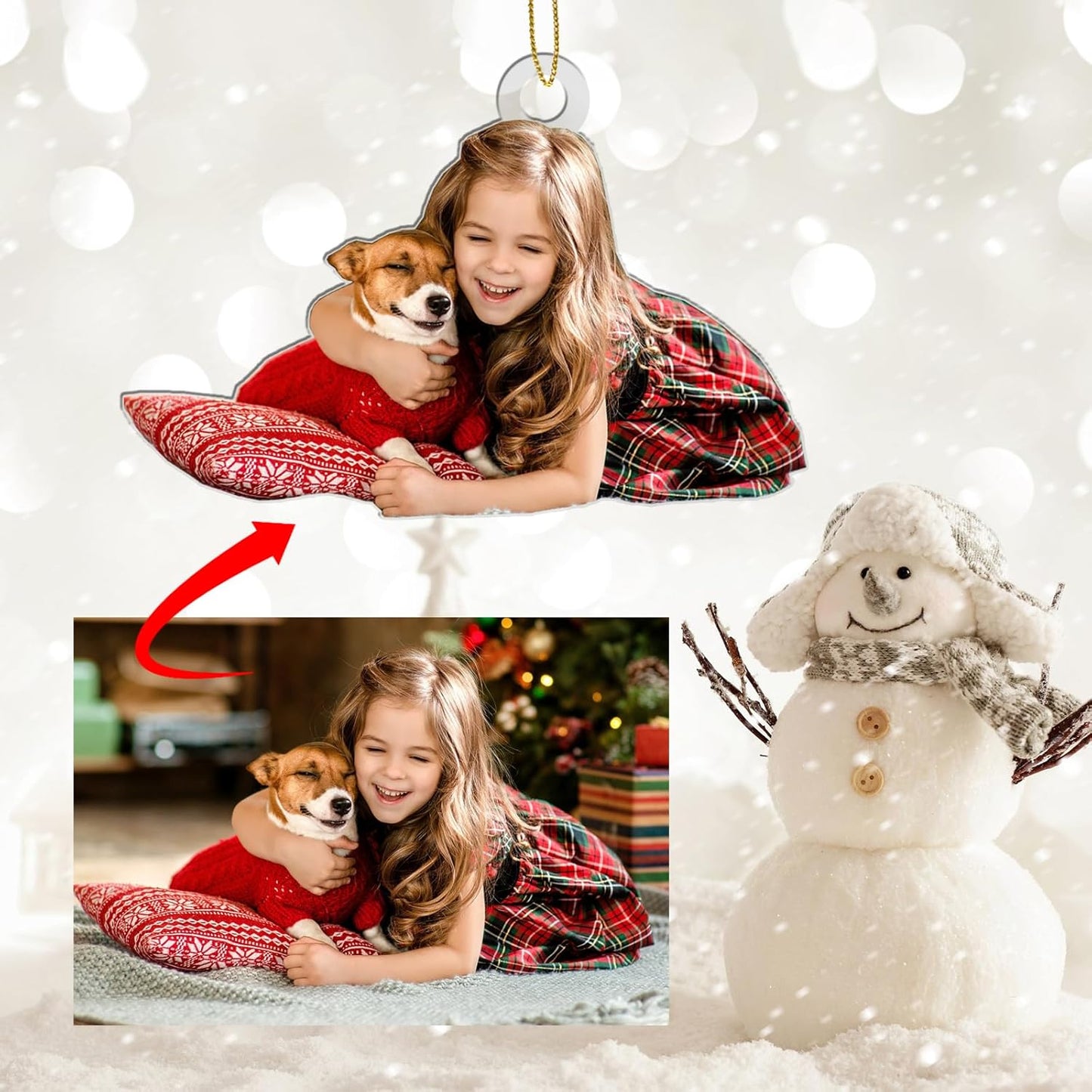 Personalized Christmas Ornaments 2025 w/Any Picture,Hanging Acrylic Custom Photo Ornament - Using My Own Photos - Picture Ornaments for Christmas Tree,Photo Pendant Customized Acrylic Pendant