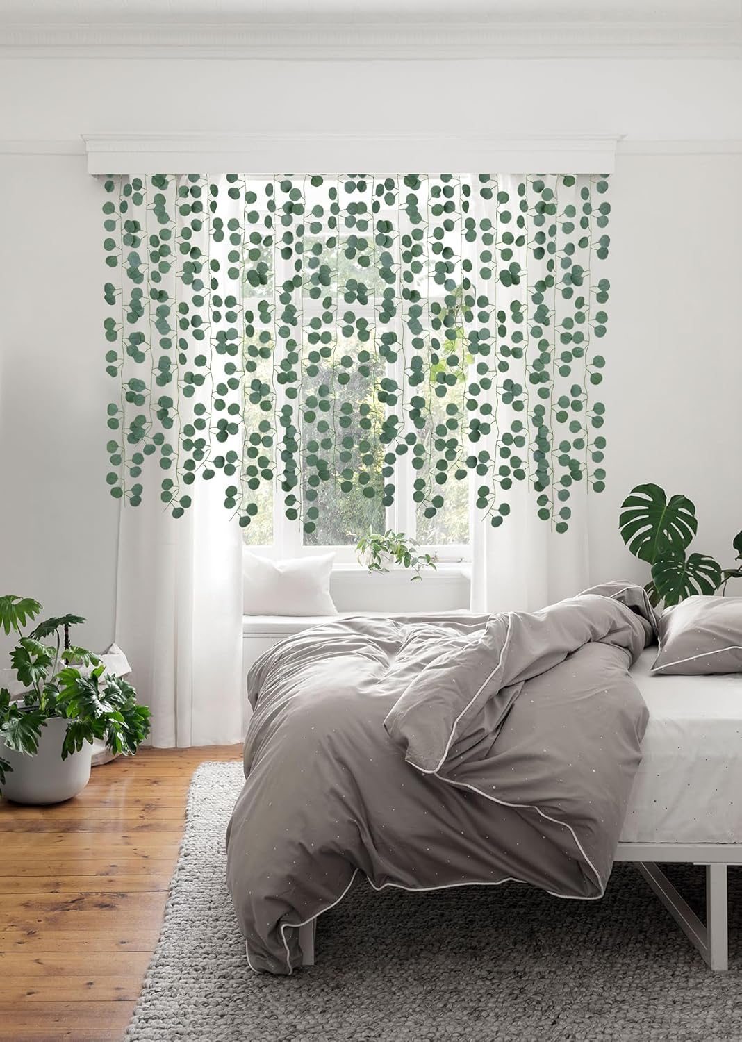 DearHouse 86 Feet 12 Strands Artificial Eucalyptus Leaf Plants Vine Hanging Eucalyptus Garland for Home Kitchen Office Wedding Wall Decor