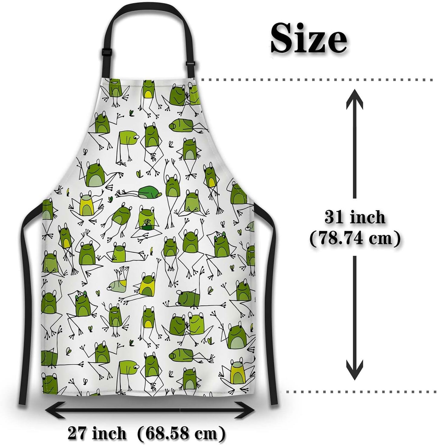 Garden Apron for Women Green Frogs Mans Aprons for Grilling for Kitchen Cooking Restaurant BBQ Painting Crafting Gardening 27” (W) x 31” (H), Waterproof Apron
