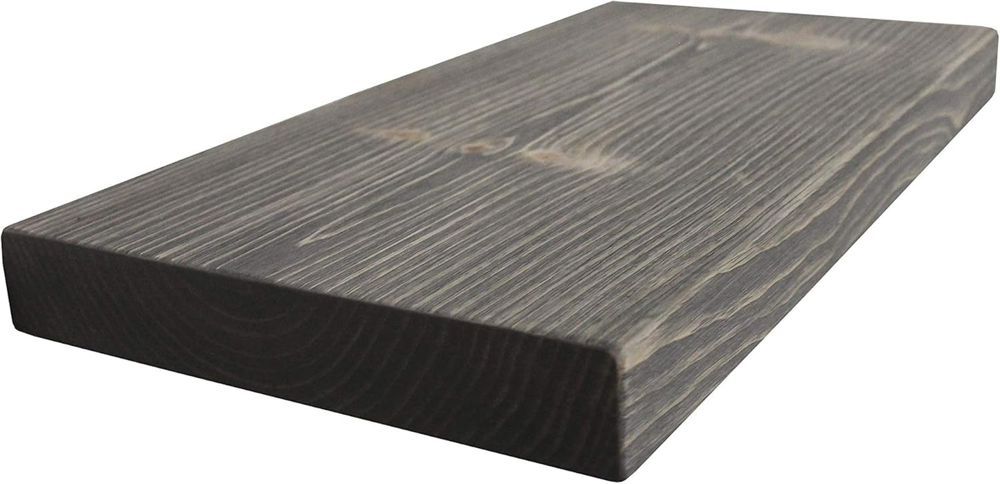Joel's Antiques - 24 Inch Wooden Floating Shelves for Wall - 24x12x2 in - Made of Natural Wood - Short Deep Heavy Duty Rustic Wall Shelves for Bedroom - Perfect for Bathroom, Kitchen - Gray