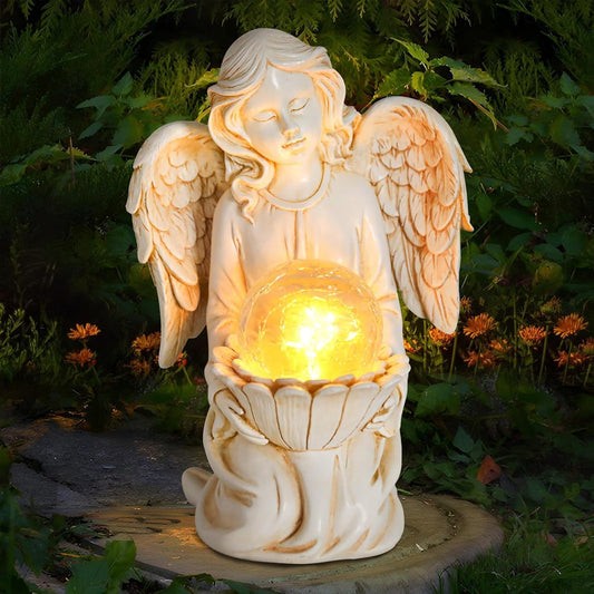 Angel Statue Outdoor Decor, Angel Gardening Gifts with Solar LED Lights