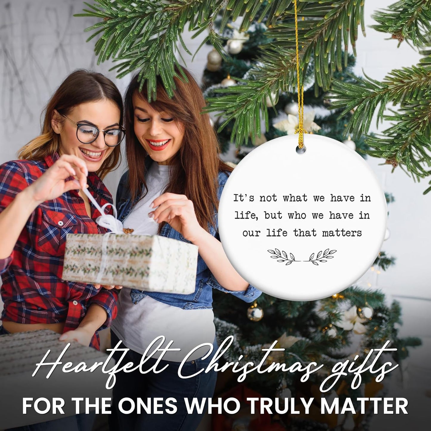 TEEZWONDER Inspirational Gifts for Women Men - Ceramic Christmas Ornaments 2025 for Tree Decorations - Mom Dad Gifts for Sister Brother Grandma Grandpa, Friend Gift Ideas