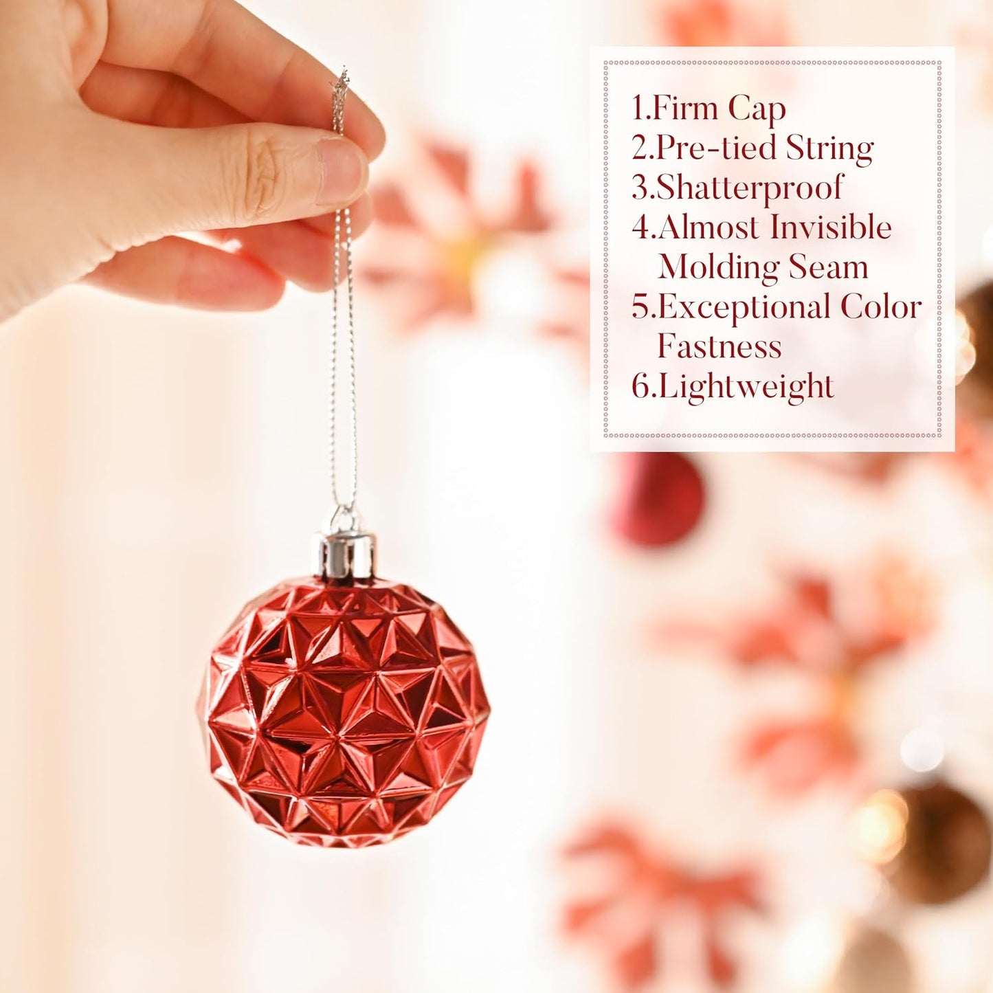 Valery Madelyn Christmas Tree Decorations Ornament Set for Fall Halloween, 50ct 2.36 Inches Red Brown White Shatterproof Christmas Ball Ornaments Hanging Xmas Holiday Party Decor
