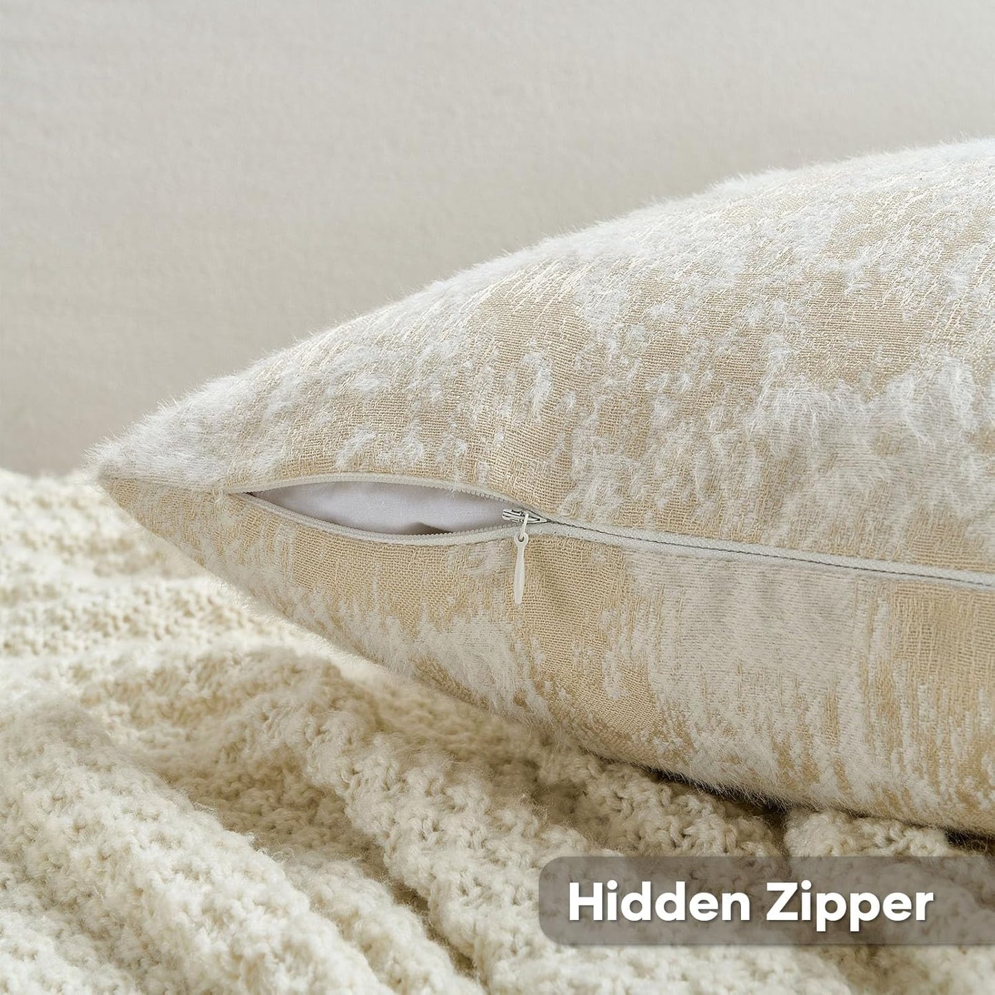 FUTEI Yellow White Decorative Throw Pillow Covers 18x18 Inch Set of 2,Soft Faux Cashmere Jacquard - Textured & Cozy Cushion Case,Modern Home Decor for Couch Bed Living Room