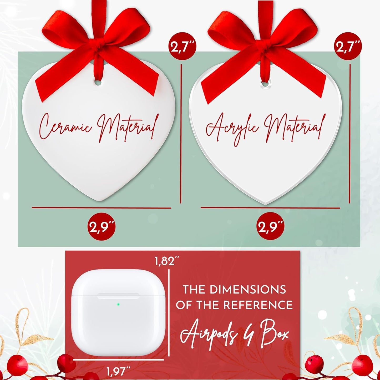 Personalized Our First Christmas as Couple Ornament – Custom Holiday Decoration – Wedding Gift, Newlywed Keepsake or Bridal Shower Favor for Couples Celebrating Their First Christmas Together