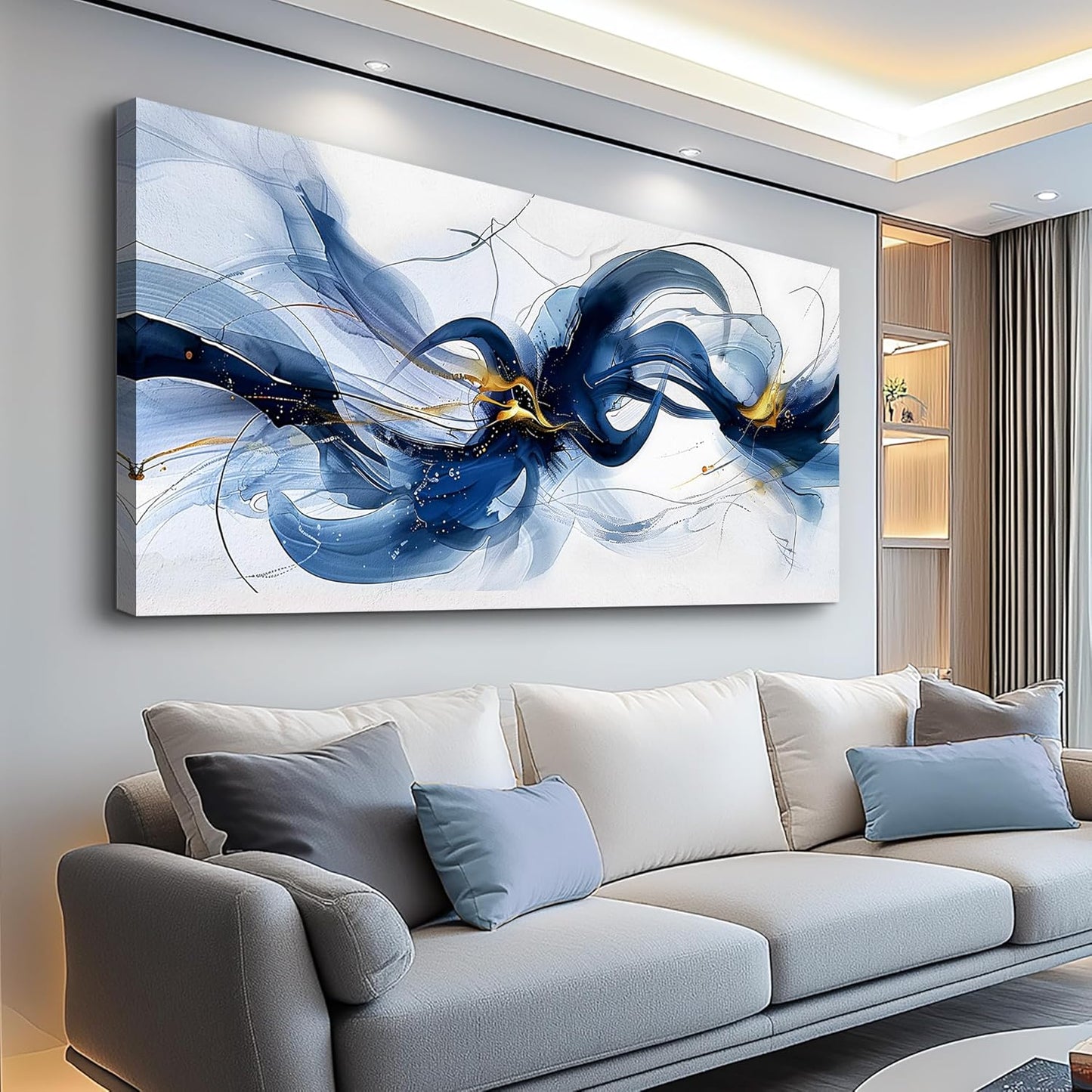 FUHAIHUA Large Wall Decor For Living Room Canvas Wall Art For Office Wall Decorations For Bedroom Abstract Ink Painting Artwork Room Home Decor 24x48 In