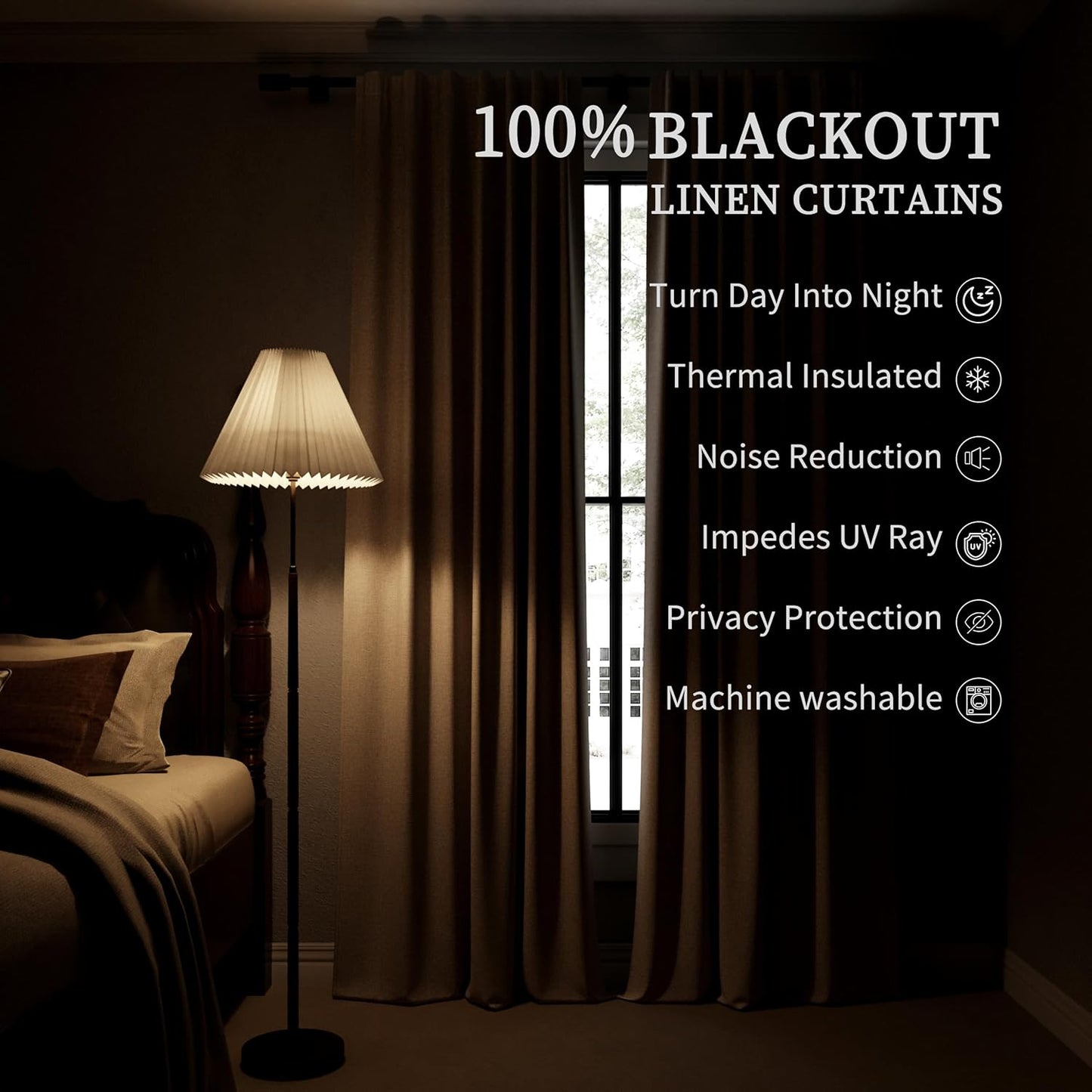 100 Inch Blackout Curtains 2 Panels Set Back Tab Rod Pocket Thermal Insulated Olive Green Linen Black Out Curtains Noise Reducing Living Room Darkening Window Drapes Linen Textured Loden 52x100