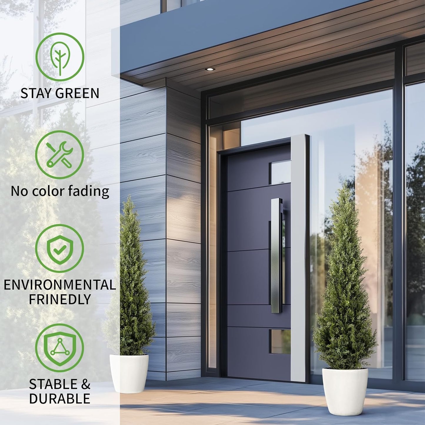 Artificial Cedar Topiary Trees 2 Set, Realistic Fake Cypress Tree Tall Faux Pine Shrubs Plants Artificial Cypress Trees for Home Offices Porch Decor (Cedar Topiary Trees, 3FT)