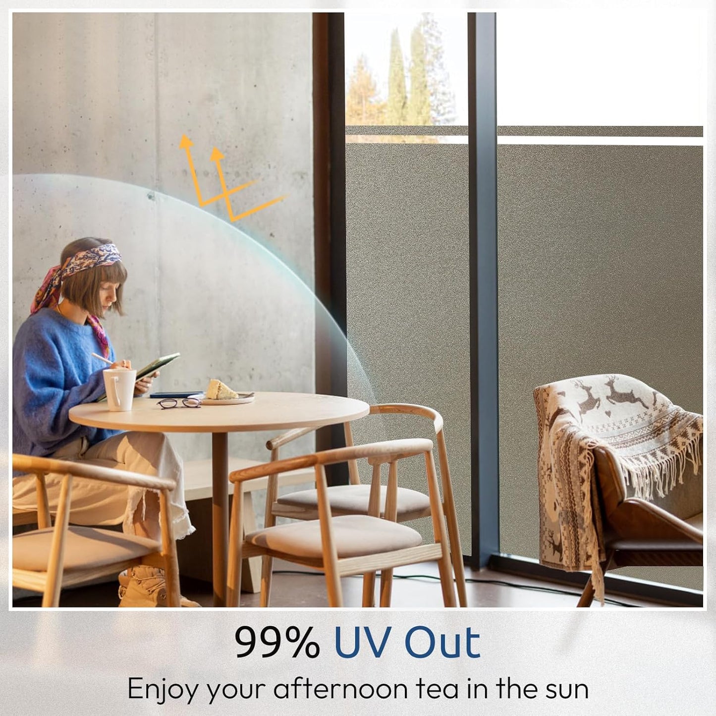 rabbitgoo Privacy Window Film, Static Cling Privacy Film for Glass Windows, Removable Grey Frosted Sun Light Blocking Coverings House Tint for Home Bathroom Garage, Taupe, 23.6 x 78.7 Inches