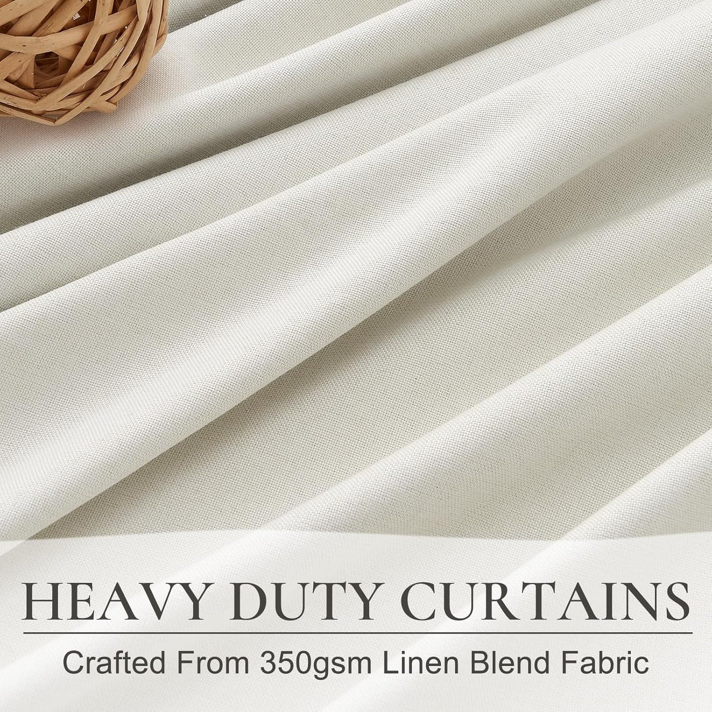 10 ft Extra Long Curtains for Sliding Glass Doors, 100% Blackout Beige White Pinch Pleated Linen Winter Curtains Insulated Noise Reducing Heavy Drape for Large Window (40" Wx120 Lx2 Panels)