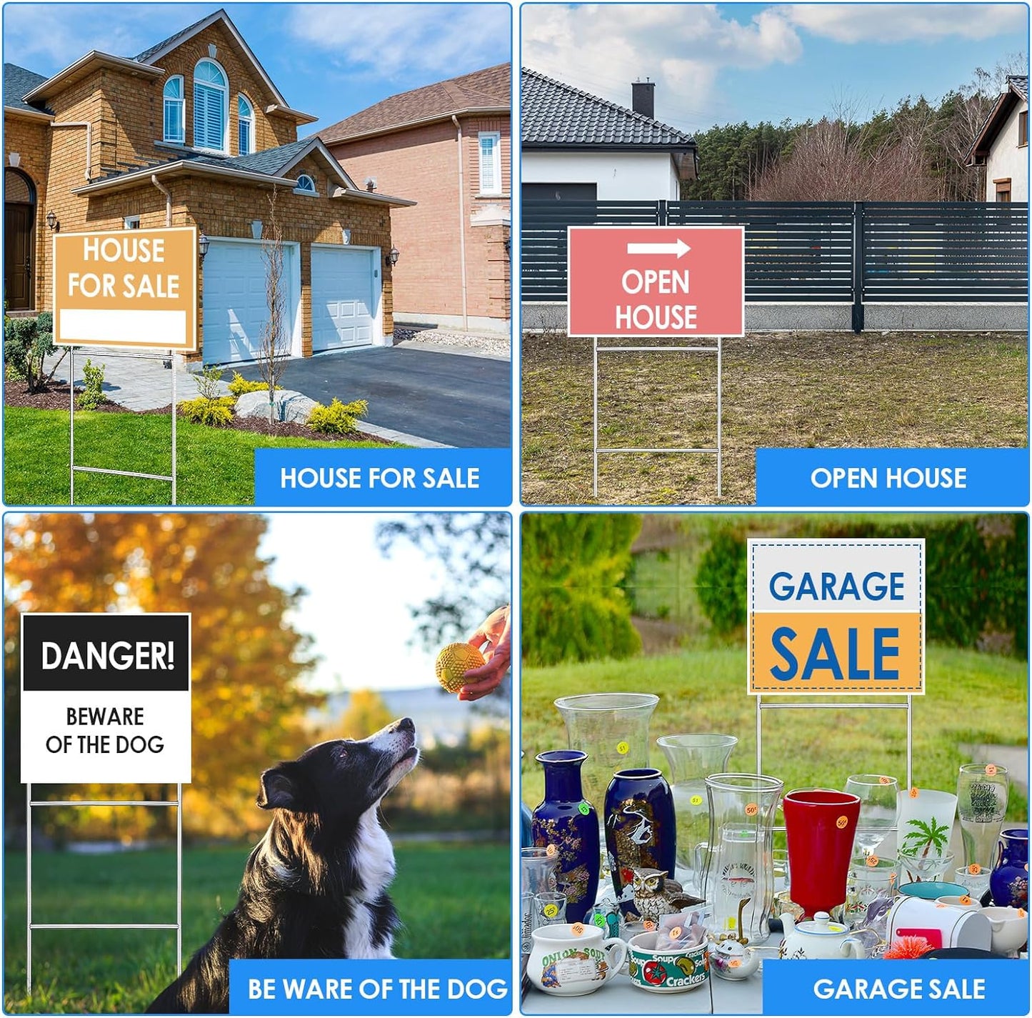 12 Pcs H Stakes for Yard Signs 24'' x 10'' Metal Heavy Duty H Frame Lawn Wire Stakes Weatherproof Metal Sign Holder Bulk for 4mm 5mm Corrugated Signs Board Guidepost Yard House Garden Decor