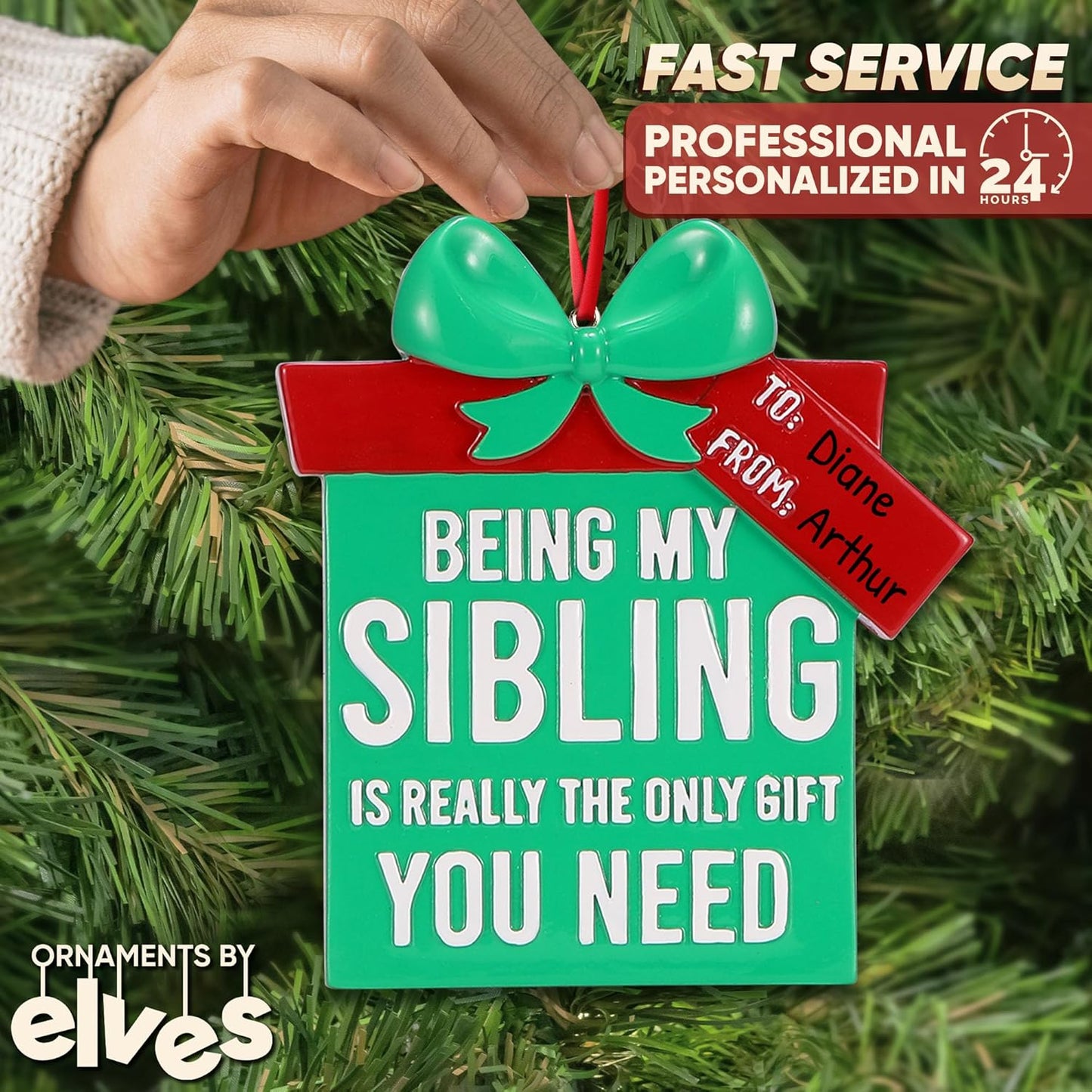 Personalized Sibling Christmas Ornaments 2024 - Brother and Sister Ornament Sibling Ornaments Custom Christmas Family Ornament Gifts for Siblings Children Ornament Sibling Ornaments for Christmas Tree