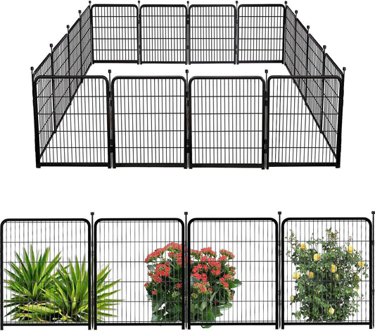 Garden Fence 36 Inch 14 Panels Without Gate, Inside and Outside, Total 31 Ft(l) Garden Fence for Yard and Dog, Black Dog Pen, Heavy Duty Pet Puppy Exercise Pen for Rv Camping