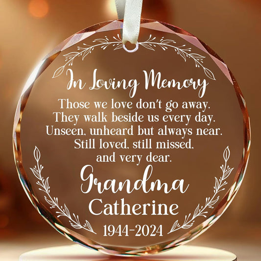 2025 Personalized Memorial Hanging Glass Ornament - in Loving Memory Christmas Ornament for Loss of Loved One - Custom Name & Year - Sympathy Keepsake Gift for Bereavement & Remembrance