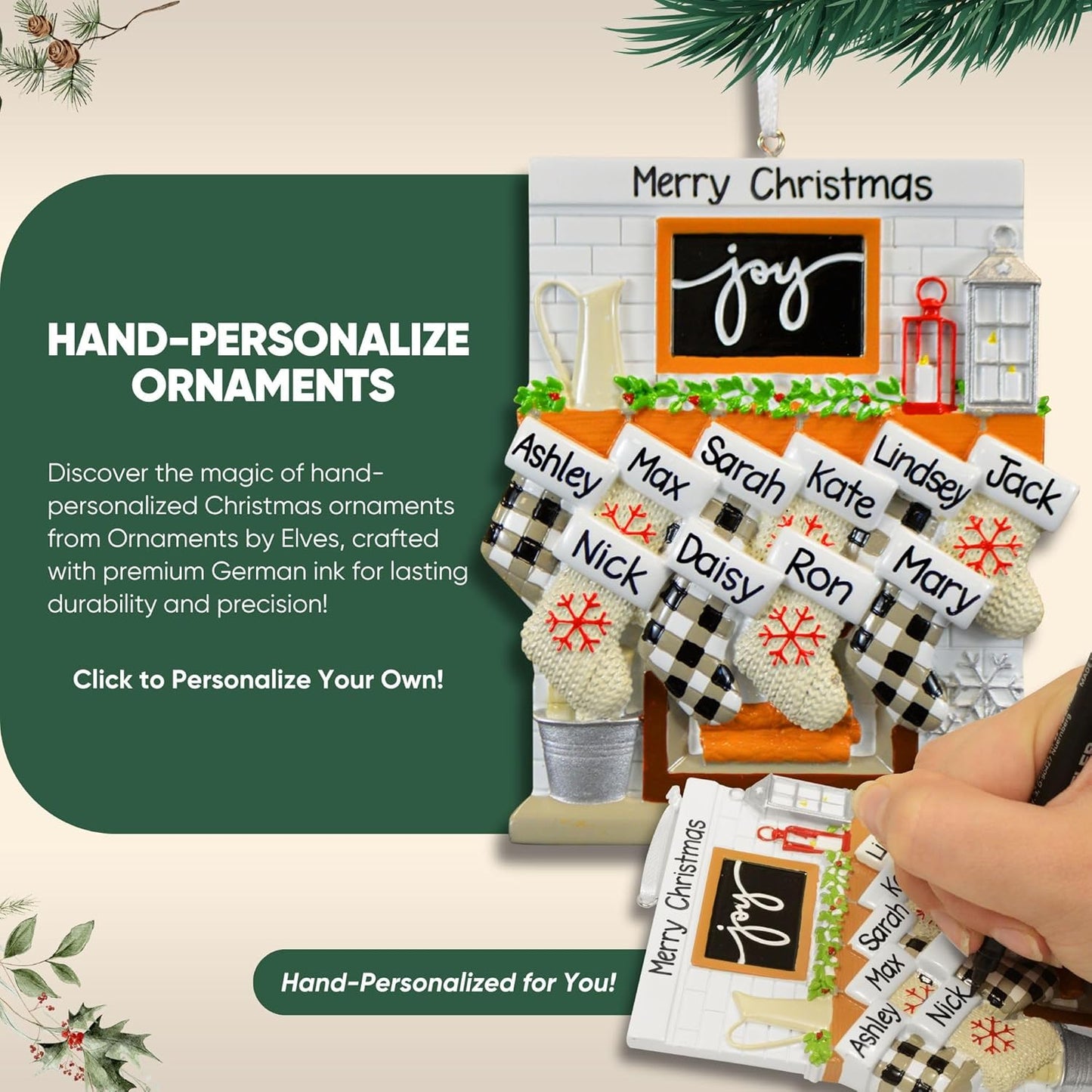 3D Personalized Our First Christmas Ornament 2025 Fireplace Couple Ornaments Mantle Couples Ornament 2025 Family of 2 Stockings Unique for a Couple Ornaments Couples Unique Gifts