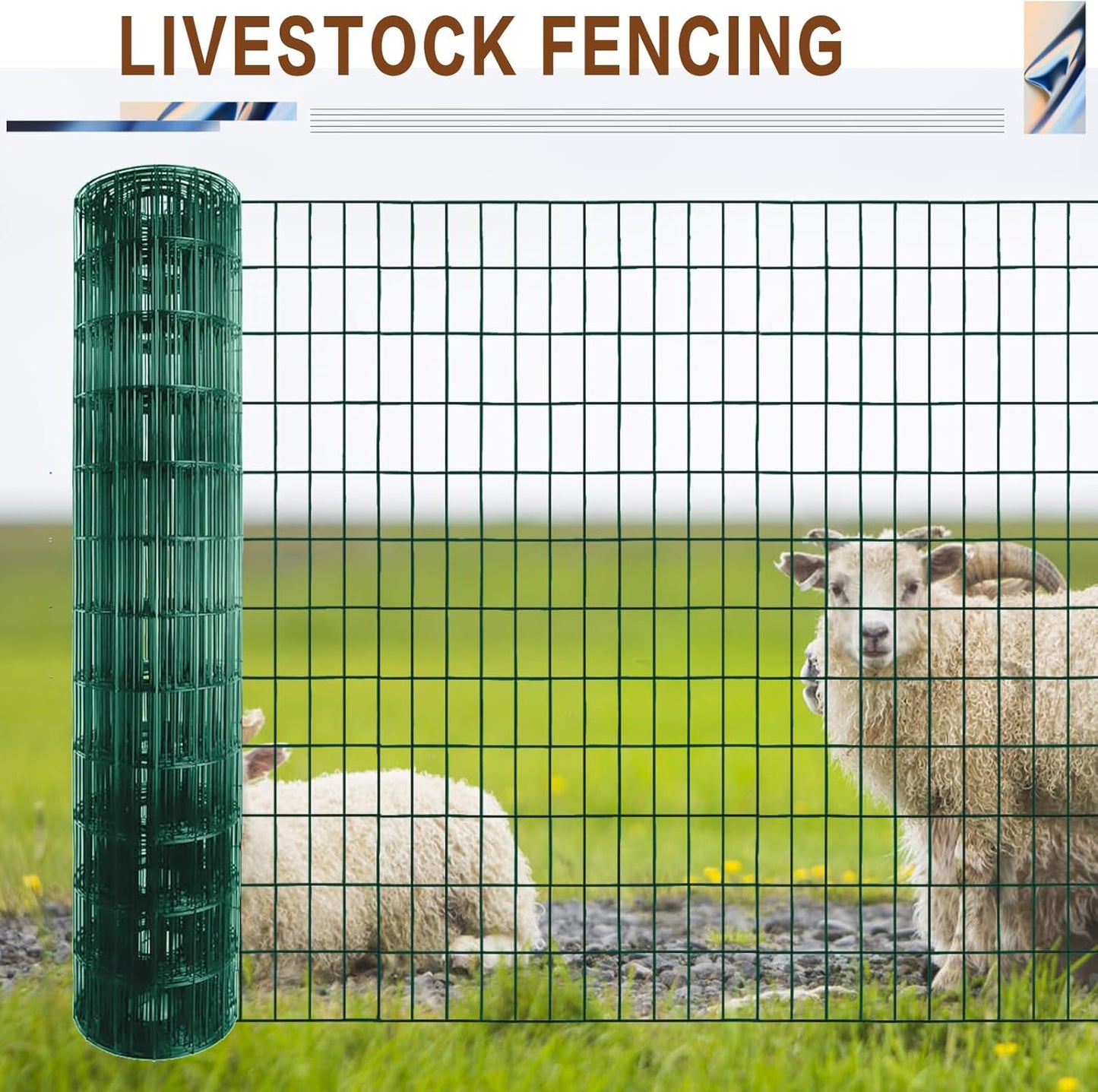 Tongmo 3 ft x 100 ft Green PVC Coated Welded Wire Fence, 16GA Garden Chicken Wire Fence Roll, Mesh Size 2" x 4" Hardware Cloth, Ideal for Yard Protection and Poultry Netting