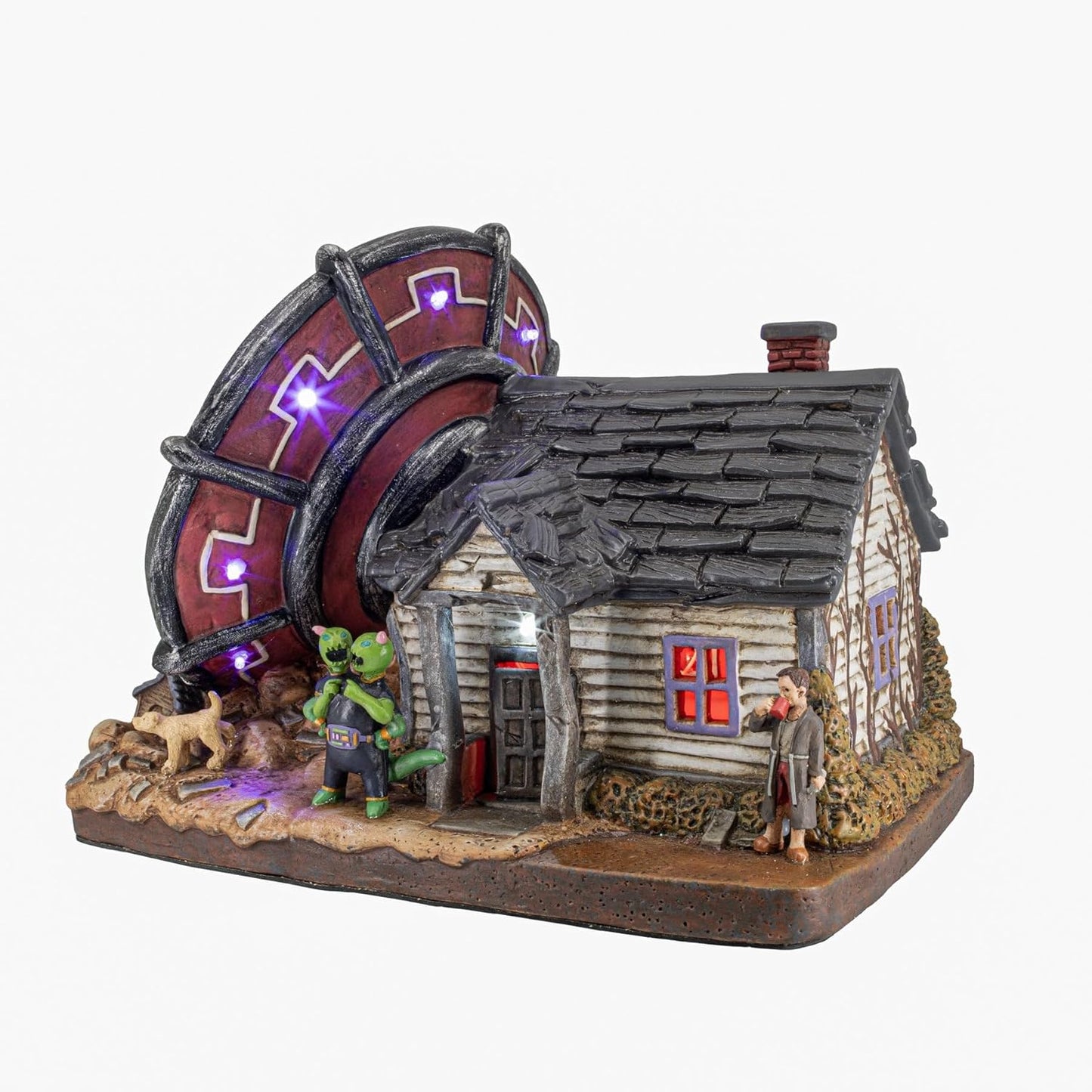 No Landing Zone Alien Theme Spooky Halloween Village Multi-Color LED Lights 10" x 7" x 7.5"