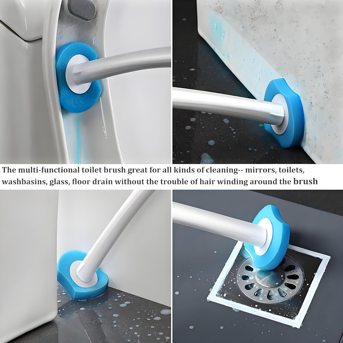 Disposable Toilet Brush with 40 Wand Refill Heads - KIRIKIT Wall-Mounted Toilet Brush and Holder Bowl Cleaner Set with 3 Scents for Deep Cleaning and Hygienic Bathroom Toilet Cleaning System