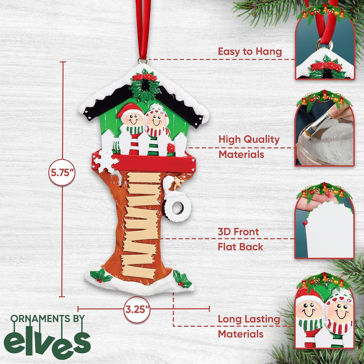 3D Treehouse Family of 9 Ornament 2025 Personalized Family Christmas Ornaments 2025 | Siblings Treehouse Personalized Tree Ornaments for Grandchildren, Siblings & Grandkids of Nine Banner Ornament