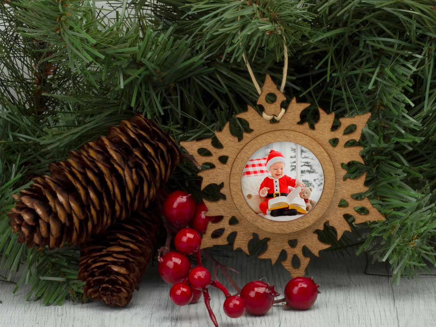 Wood Snowflake 1.5" Photo Ornament - Pack of 100