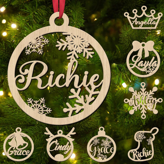 Personalized Wooden Christmas Ornaments 2025 Custom Wood Name Ornament for Women Men Friends Family Customized Hanging Ornament Decoration Gift for Xmas Tree