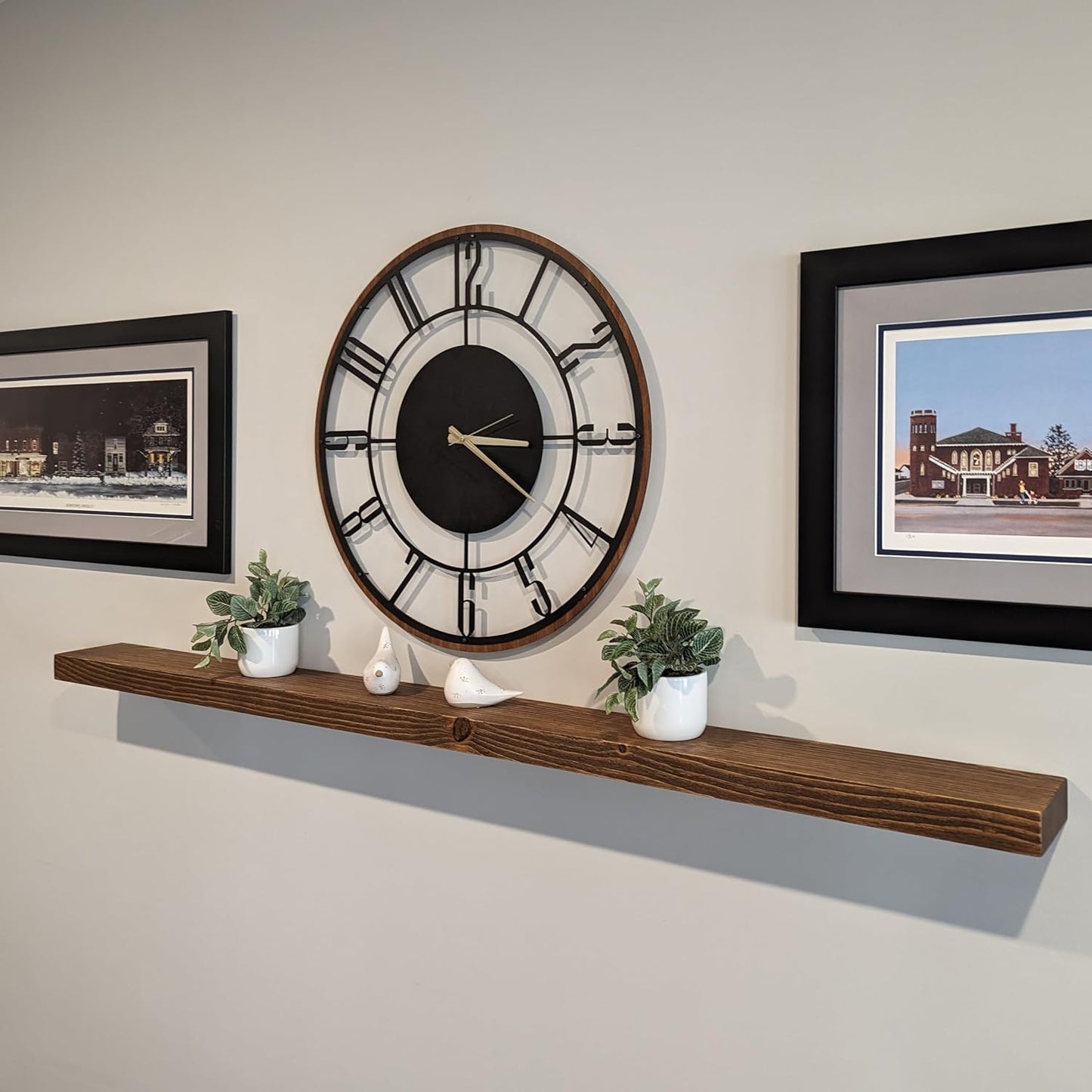 joelsantiques 72 Inch Wooden Floating Shelves for Wall - 72x6x2 in - Made of Natural Wood - Long Heavy Duty Rustic Wall Shelves for Bedroom - Perfect for Living Room, Kitchen - Medium Brown