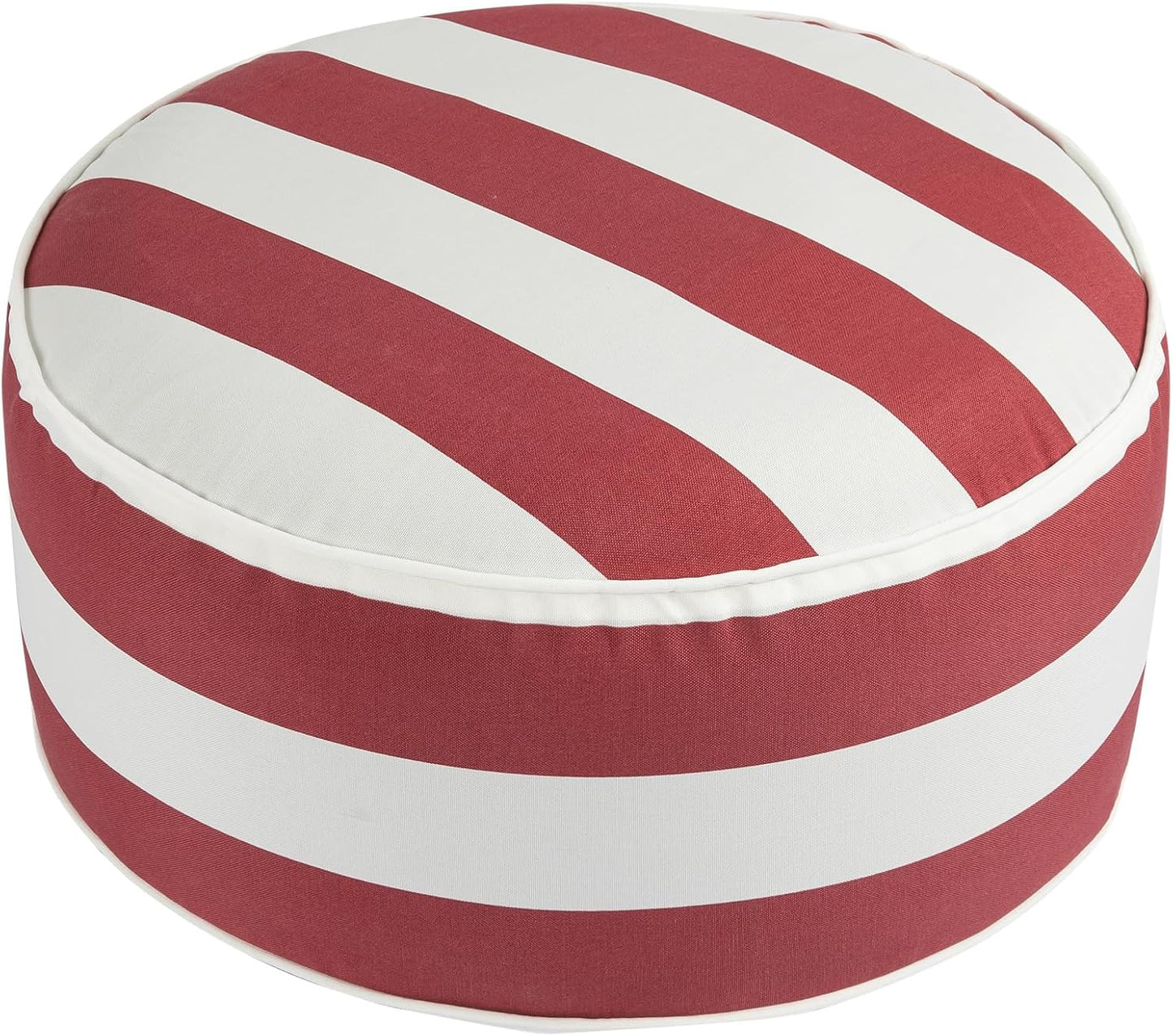 FUNHOME Inflatable Outdoor Ottoman with Air Pump,20"x9" Portable Patio Pouf,Water Resistant,Fade-Resistant,Round Blow Up Footrest Stools for Home Garden Camping Travel(Red White)