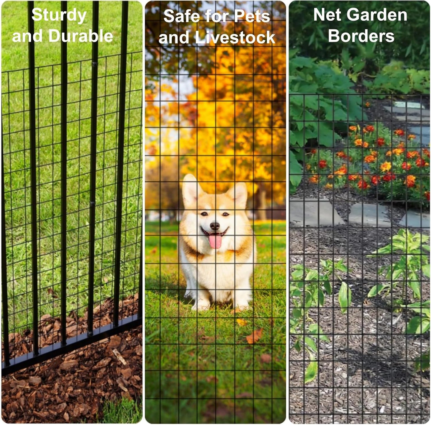 Wire Fence 36in x 50ft, 2 x 3 Inch 16GA, Garden Fence Garden Border Fencing Roll Vinyl Coating Metal Wire Mesh Hardware Cloth for Yard Vegetable Plant Protection Poultry Netting