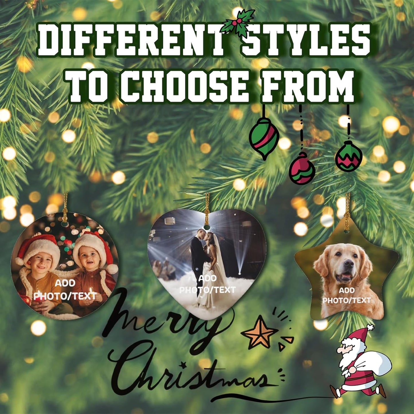 Personalized Christmas Ornaments 2025 Custom Ornament Xmas Photo Ornament Customized Gifts Round 4pcs