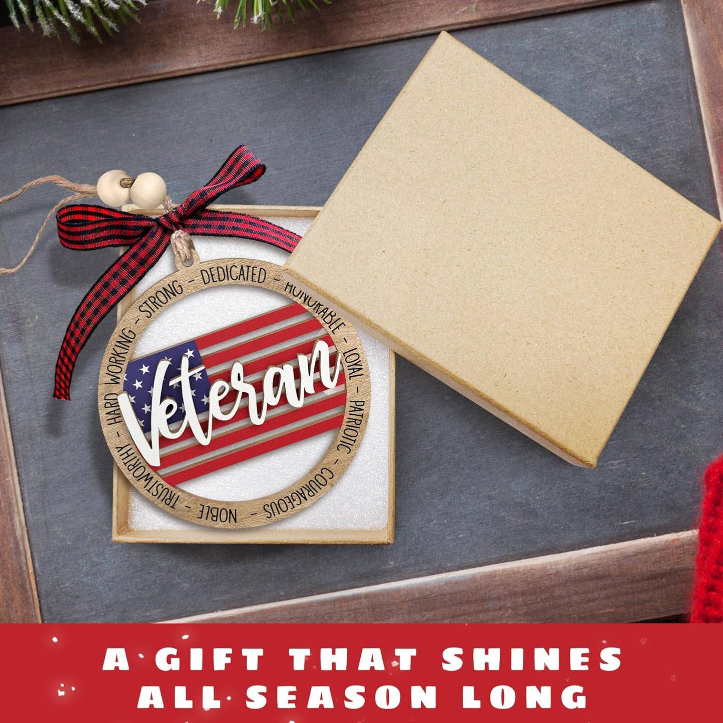 Veteran Ornaments - Veteran Gifts for Men - Military Christmas Ornament - Military Ornaments for Christmas Tree - Wooden Ornament