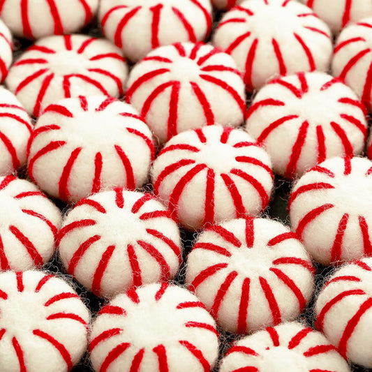 36 Pcs Felt Peppermint Decoration Christmas Wool Peppermints Christmas Arts Crafts Supplies, DIY Garland for Tree Home Vase Filler Decoration(Red)