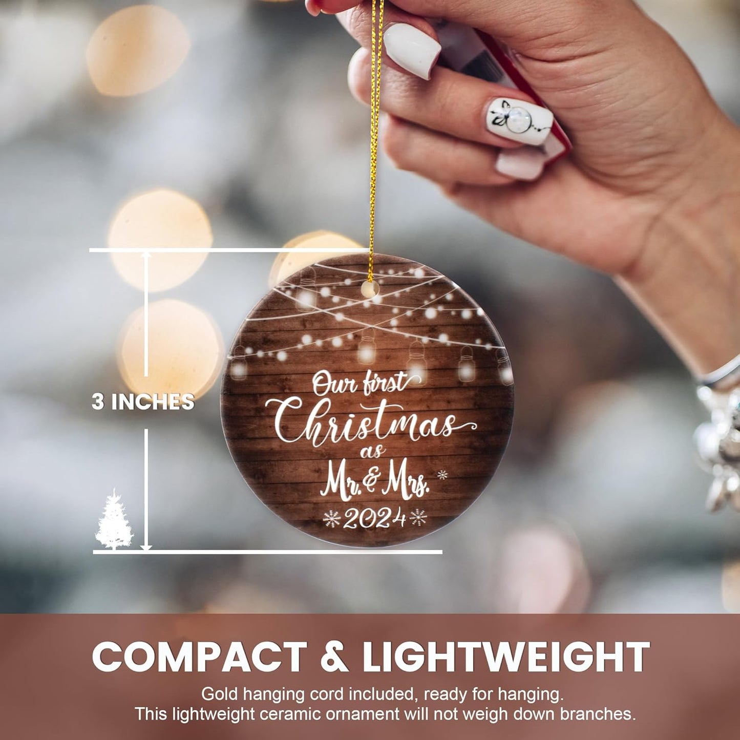 First Christmas Married Ornament 2024, Mr and Mrs Gifts, Wedding Gifts for Couples Unique 2024, Bridal Shower Gift, Just Married Ornaments for Newlywed,Bride