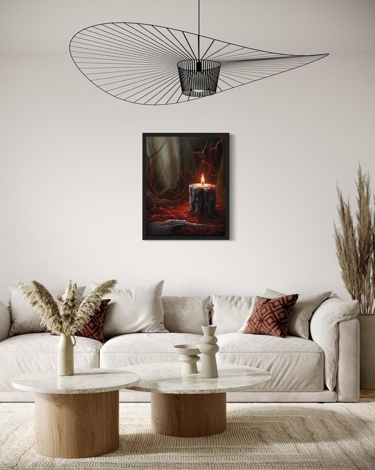 Gothic Candle Poster Art Print, Halloween Scary Vintage Wall Art Academia Spooky Painting Decoration for Horror Prints, Posters Bedroom Decor 89 (Gothic Candle, 11 x 14 inches, Black Frame)