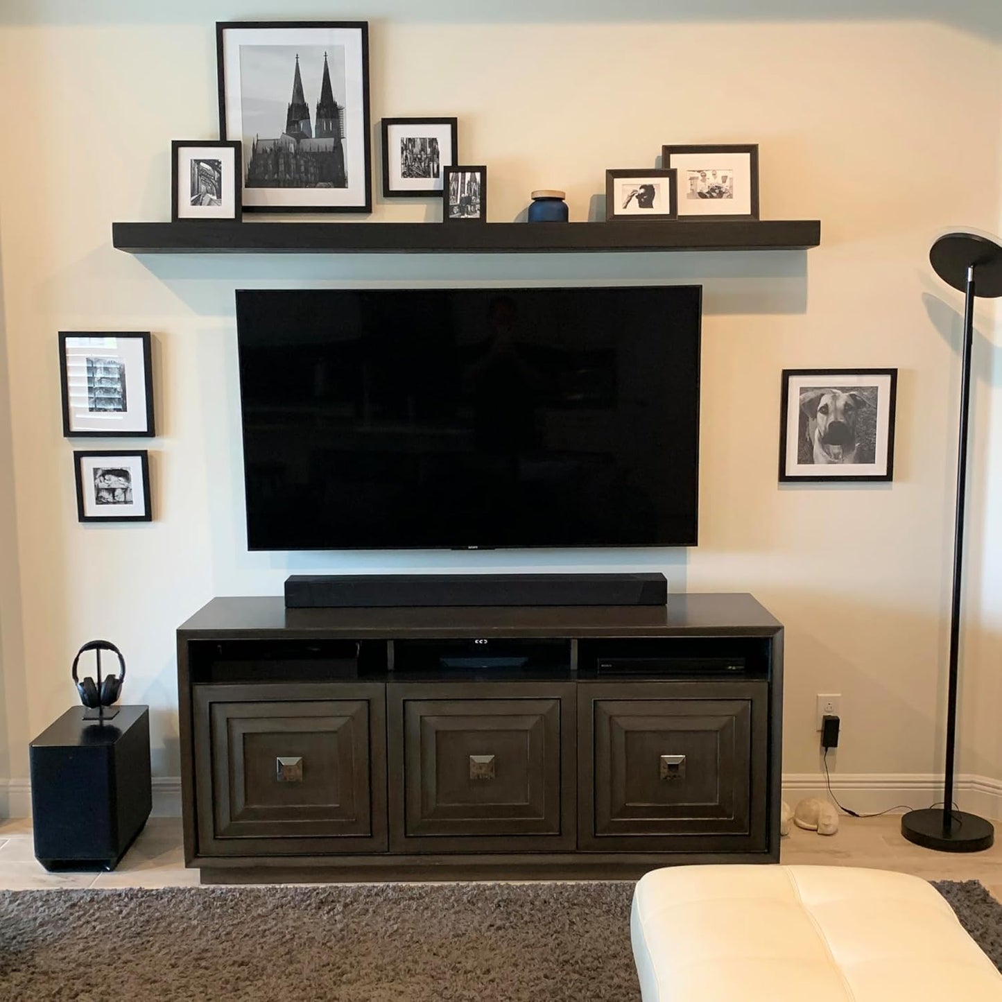 joelsantiques 60 Inch Wooden Floating Shelves for Wall - 60x12x2 in - Made of Natural Wood - Long Heavy Duty Rustic Wall Shelves for Bedroom - Perfect for Living Room, Kitchen - Black