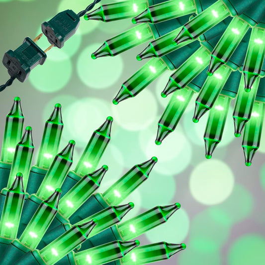 100LIGHTS Green Extra-Bright with End Connectors Christmas Decorative Lights 5.98m UL Certified Mini String Light Set Waterproof for Home Garden Holiday Christmas Tree Party Patio Wedding
