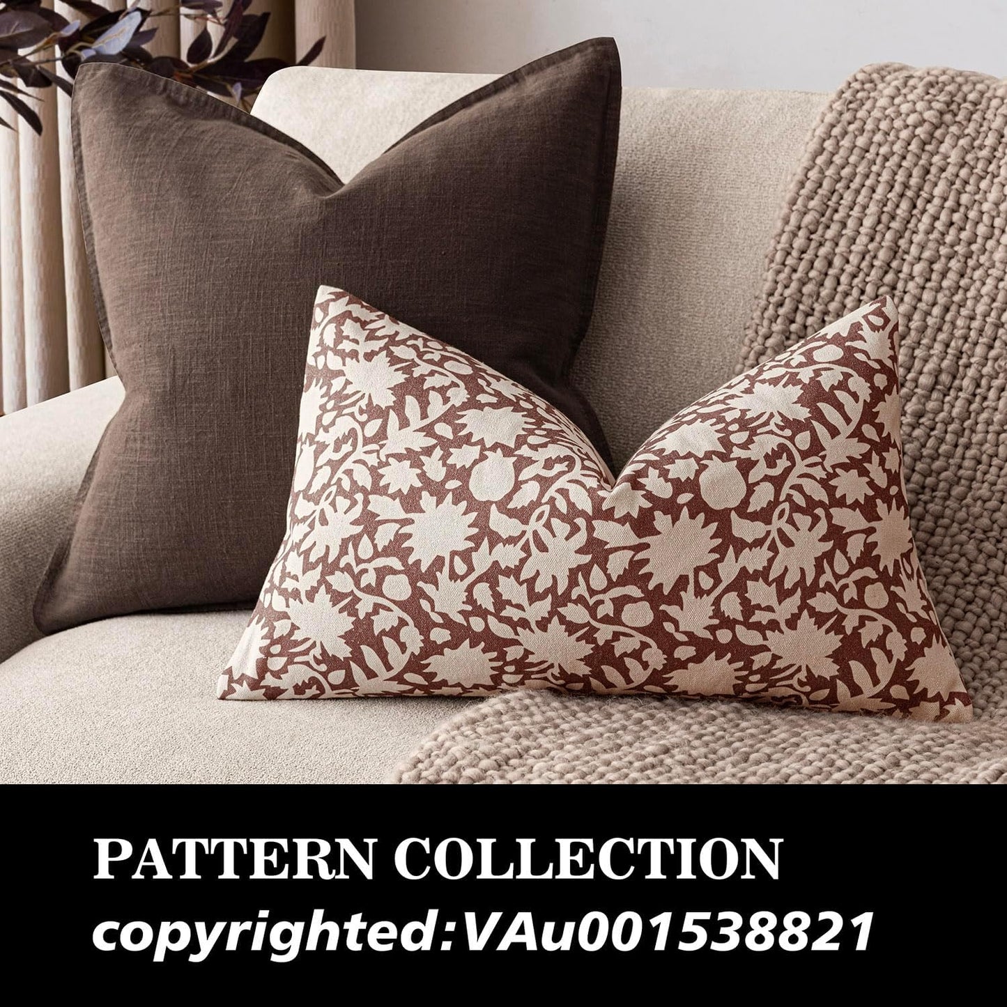 Foindtower Set of 2 Decorative Neutral Floral Throw Pillow Covers Accent Farmhouse Cushion Covers Boho Lumbar Pillowcase for Couch Sofa Bedroom Living Room Home Decor Outdoor,12×20 Inch,Wine Red