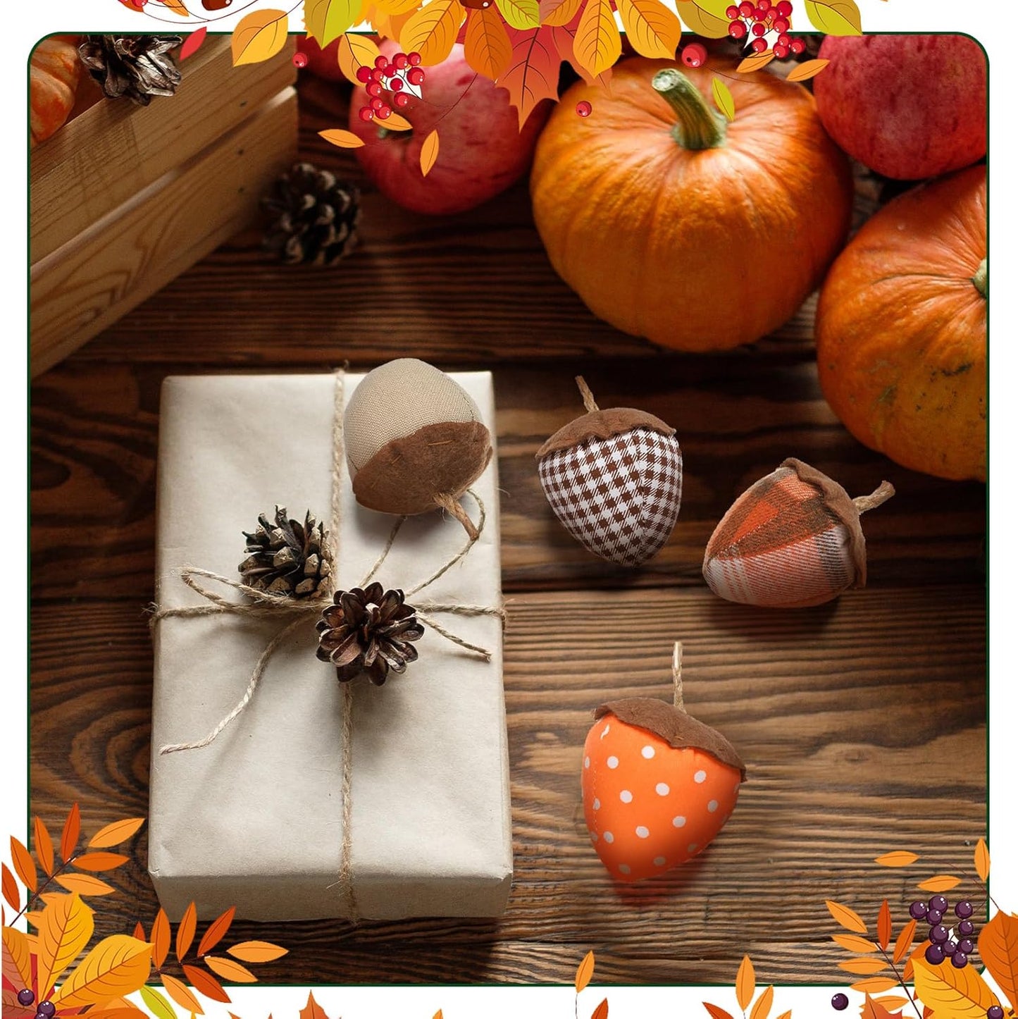 12 Pcs Fall Felt Acorn Ornaments Thanksgiving 3D Fabric Acorn Hanging Ornaments Fall 3.15 Inch Christmas Tree Felt Decorations for Tree Harvest Party Decor