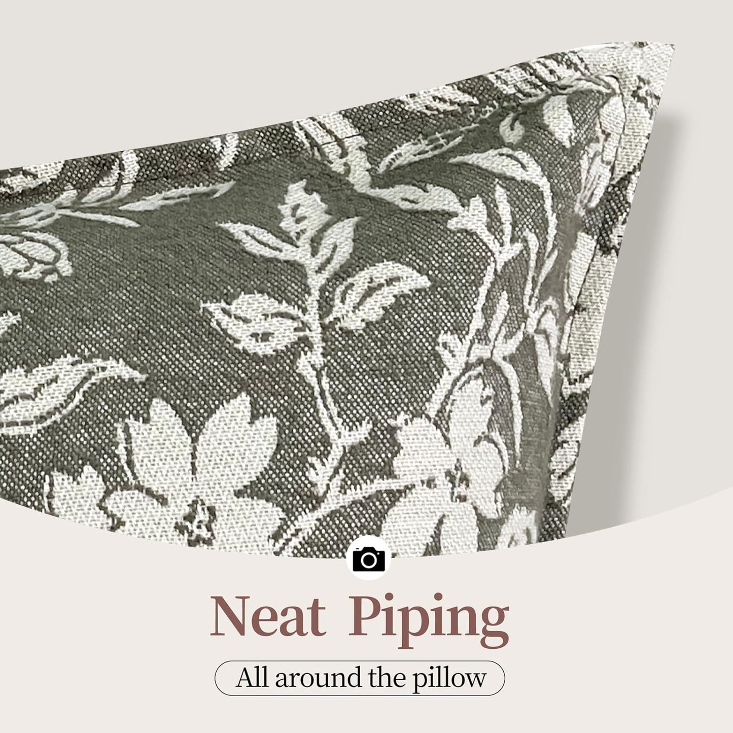 Gray Floral Pillow Covers 20x20 Pack of 2 Pillow Cover Jacquard Couch Pillows Vintage Flower Pattern Decorative Throw Pillowcases for Living Room