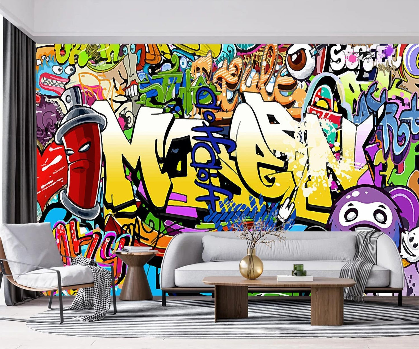 -Nursery Color Graffiti Abstract Letters Bedroom Wallpaper XT16 S 100" x 65"